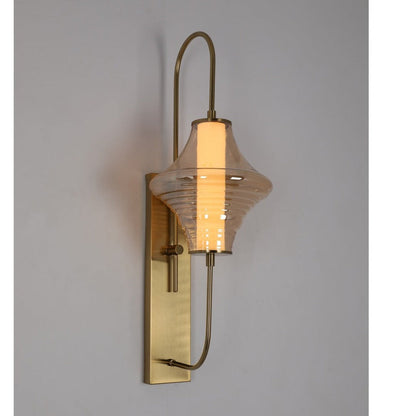 JS-GL-2TA-W - Antique Brass Metal & Glass Modern Wall Light