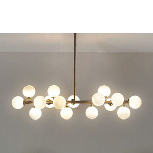 JS-GL-3001-16 - ANTIQUE BRASS METAL Glass Ball Chandelier