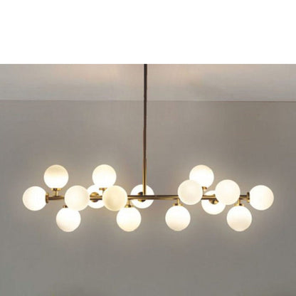 JS-GL-3001-16 - ANTIQUE BRASS METAL Glass Ball Chandelier