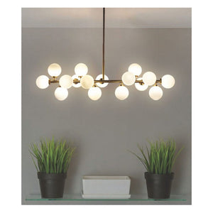 JS-GL-3001-16 - ANTIQUE BRASS METAL Glass Ball Chandelier