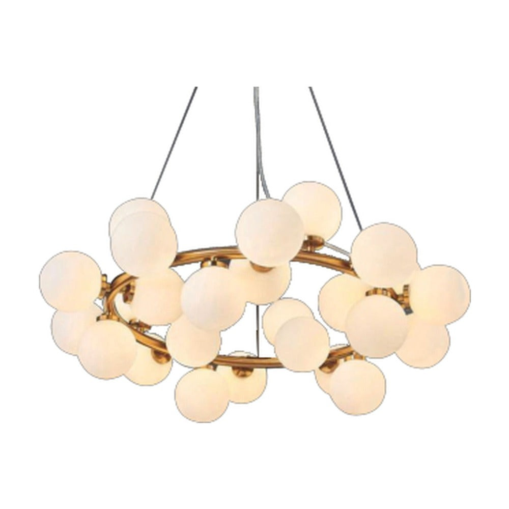 JS-GL-3001-25 - ANTIQUE BRASS METAL Glass Ball Chandelier