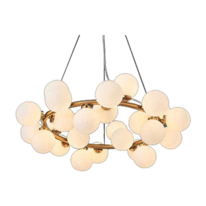 JS-GL-3001-25 - ANTIQUE BRASS METAL Glass Ball Chandelier