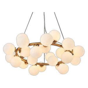 JS-GL-3001-25 - ANTIQUE BRASS METAL Glass Ball Chandelier