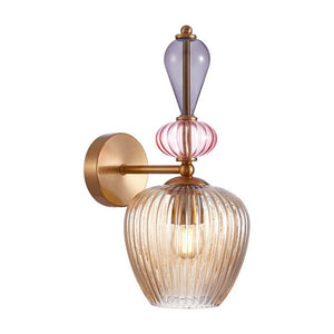 JS-GL-3011-W - Antique Brass Metal & Glass Modern Wall Light