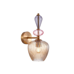 JS-GL-3011-W - Antique Brass Metal & Glass Modern Wall Light