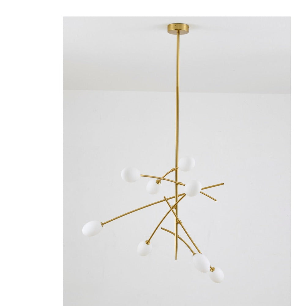 JS-GL-3021-8 - Antique Brass Metal Glass Ball Chandelier