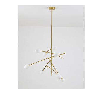JS-GL-3021-8 - Antique Brass Metal Glass Ball Chandelier
