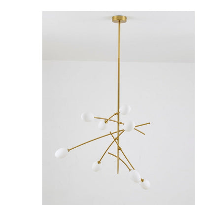 JS-GL-3021-8 - Antique Brass Metal Glass Ball Chandelier