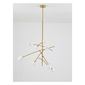 JS-GL-3021-8 - Antique Brass Metal Glass Ball Chandelier
