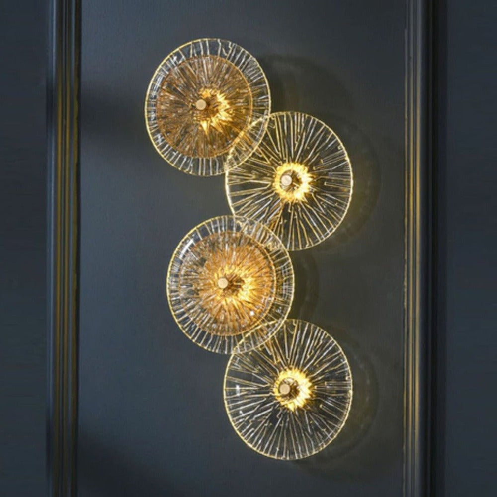 JS-GL-3039-4 - ANTIQUE BRASS METAL & GLASS Artistic Wall Light