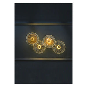JS-GL-3039-4 - ANTIQUE BRASS METAL & GLASS Artistic Wall Light