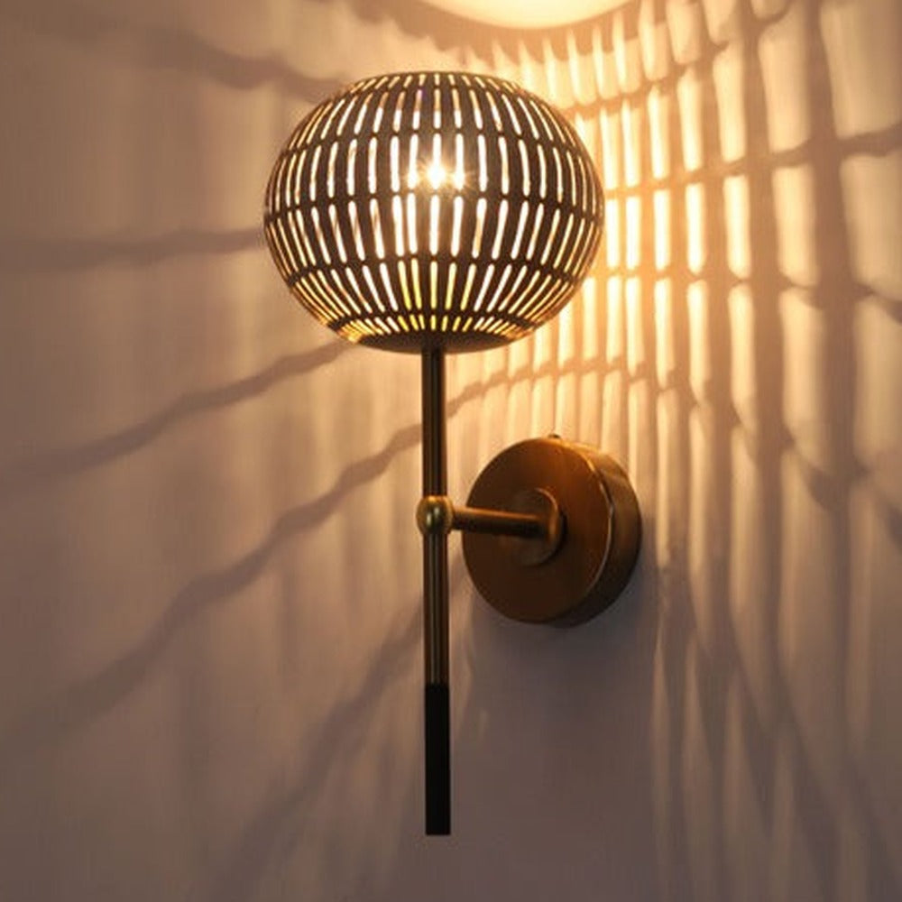 JS-GL-3106-W - Antique Brass & Rustic White Gold & Black Metal Modern Wall Light