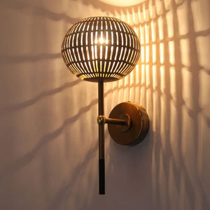 JS-GL-3106-W - Antique Brass & Rustic White Gold & Black Metal Modern Wall Light