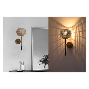 JS-GL-3106-W - Antique Brass & Rustic White Gold & Black Metal Modern Wall Light