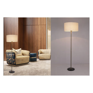 JS-GL-3150-BK - Antique Brass Metal Marble Floor Lamp