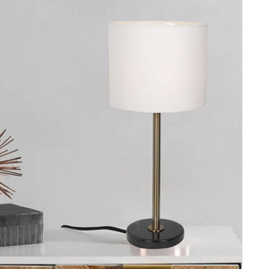 JS-GL-3160-BK - Antique Brass Metal Marble Table Lamp