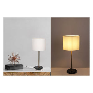 JS-GL-3160-BK - Antique Brass Metal Marble Table Lamp