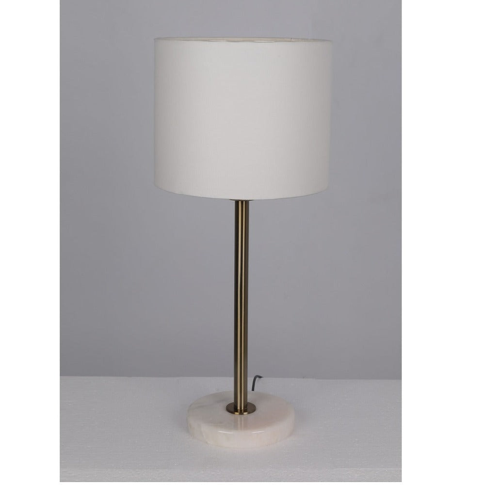 JS-GL-3160-WH - Antique Brass Metal Marble Table Lamp