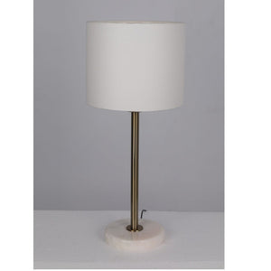JS-GL-3160-WH - Antique Brass Metal Marble Table Lamp