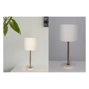 JS-GL-3160-WH - Antique Brass Metal Marble Table Lamp
