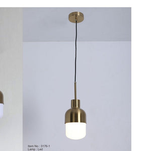 JS-GL-3176-1 - Antique Brass Metal & Acrylic Led Hanging Light