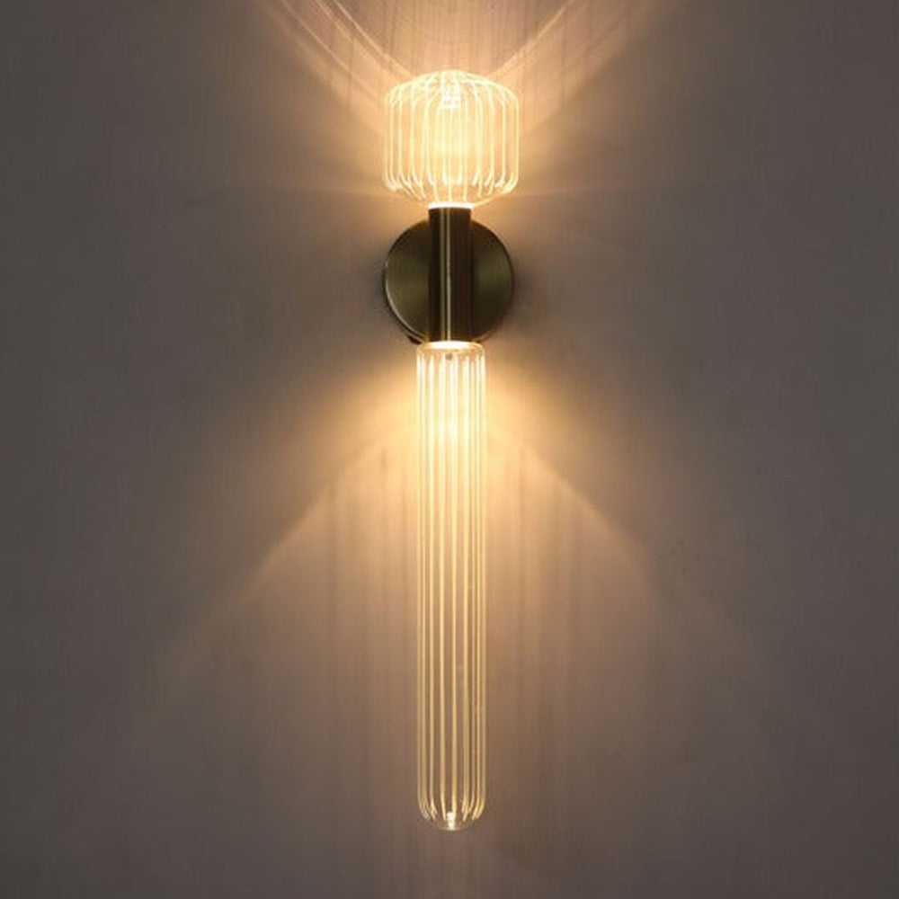 JS-GL-318HP-W - Antique Brass Metal & Glass Modern Wall Light