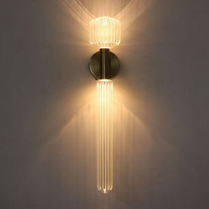 JS-GL-318HP-W - Antique Brass Metal & Glass Modern Wall Light