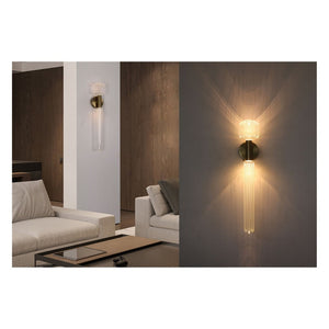 JS-GL-318HP-W - Antique Brass Metal & Glass Modern Wall Light