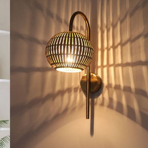 JS-GL-3206-1AB - Antique Brass & Rustic White Gold Metal Modern Wall Light