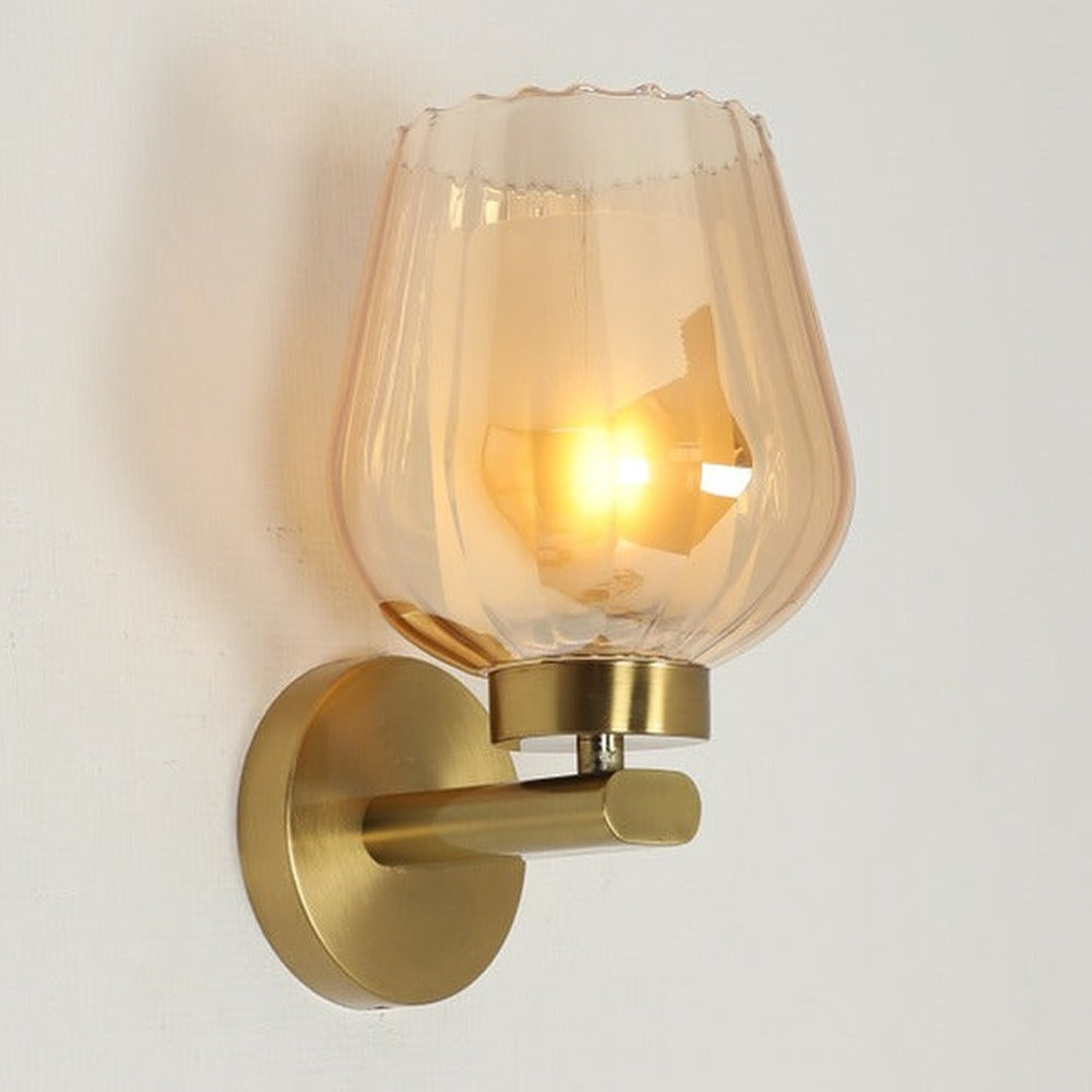 JS-GL-3313-1W - Antique Brass Metal & Glass Modern Wall Light