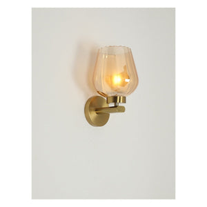 JS-GL-3313-1W - Antique Brass Metal & Glass Modern Wall Light
