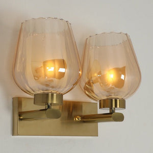 JS-GL-3313-2W - Antique Brass Metal & Glass Modern Wall Light