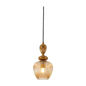 JS-GL-3349-1 - Antique Brass Metal Glass Hanging Light