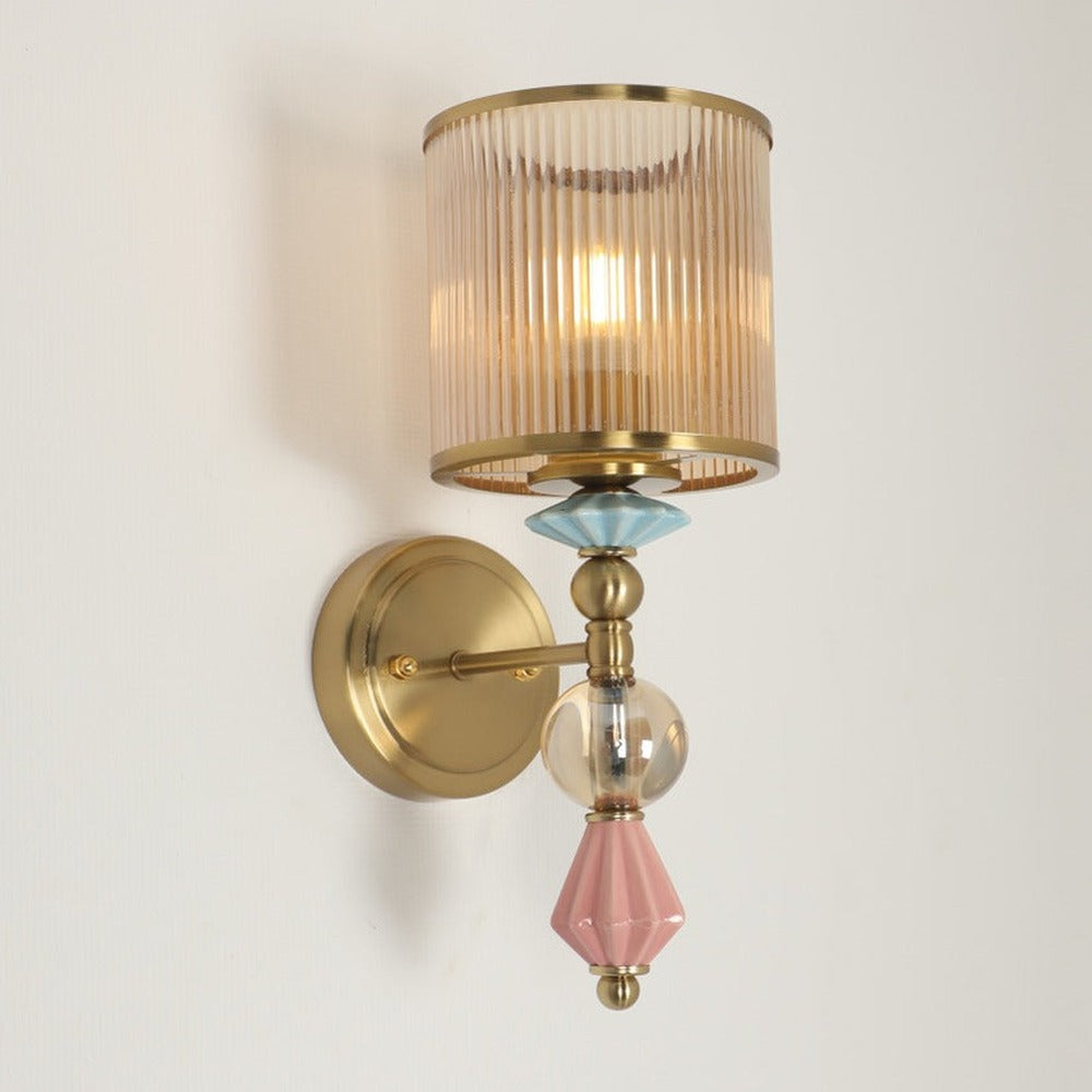 JS-GL-3351-1 - Antique Brass Metal & Ceramic & Acrylic Modern Wall Light