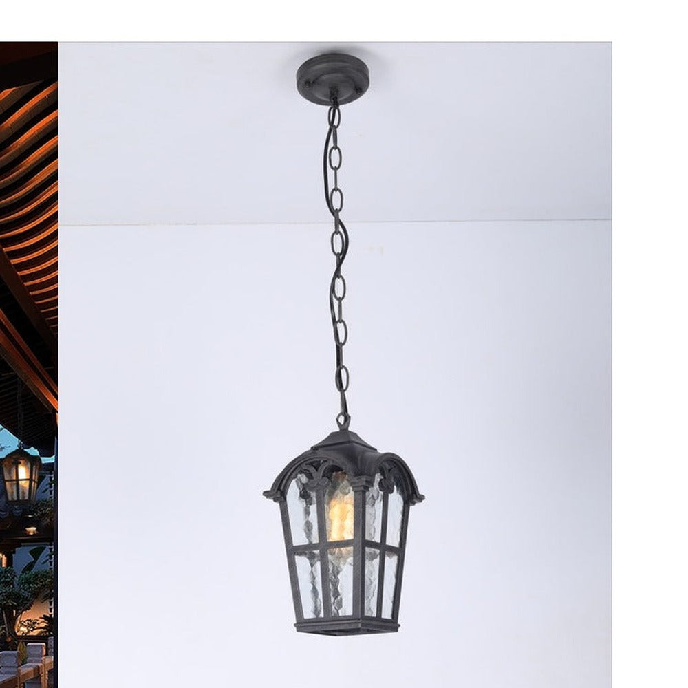 JS-GL-336-S - Rustic Grey Glass Metal Hanging Light