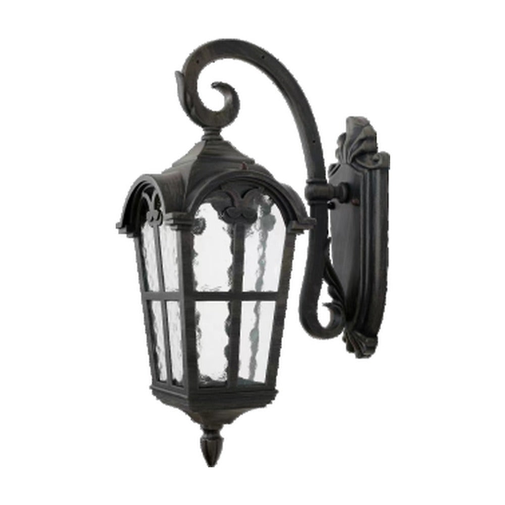 JS-GL-336-W - RUSTIC GREY METAL & GLASS Outdoor Wall Light