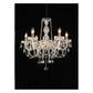 JS-GL-3384L-5 - Chrome Metal & Amber Glass & Crystals Candle Arm Chandelier
