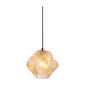 JS-GL-3387-1 AMB - Antique Brass Metal Glass Hanging Light