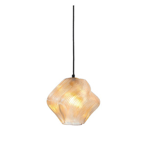 JS-GL-3387-1 AMB - Antique Brass Metal Glass Hanging Light