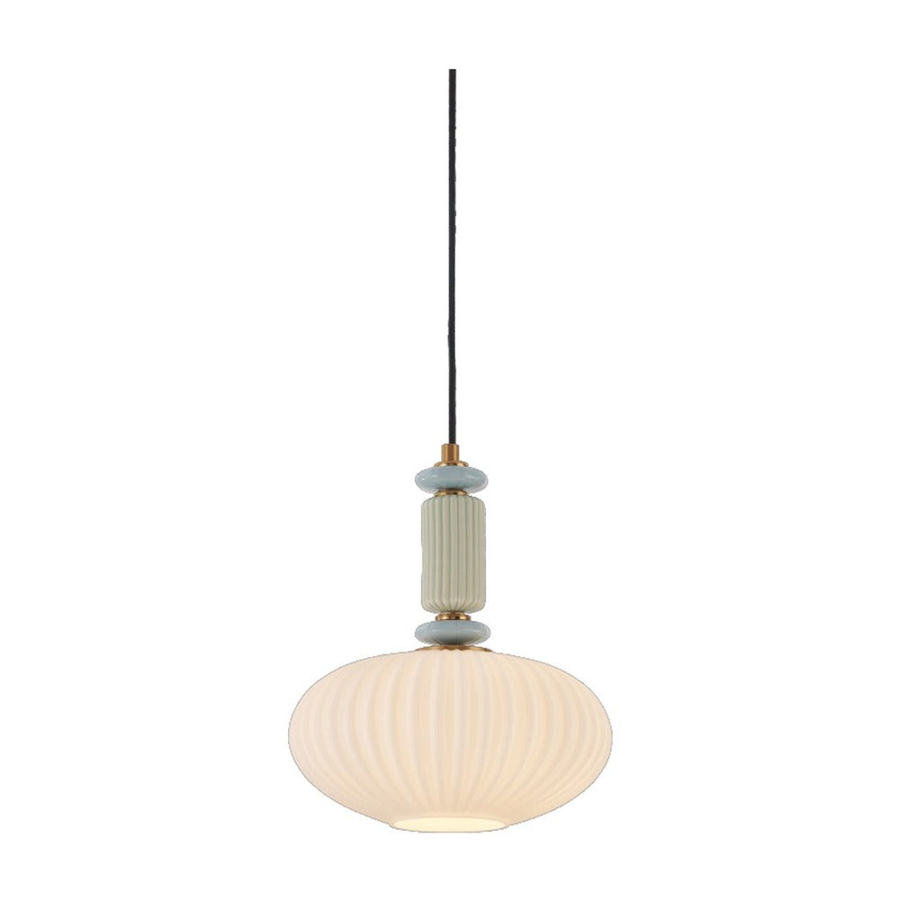 JS-GL-3409-1 - Antique Brass Metal & Glass Marble Hanging Light