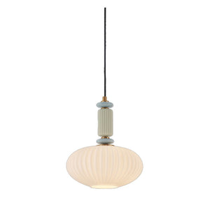 JS-GL-3409-1 - Antique Brass Metal & Glass Marble Hanging Light