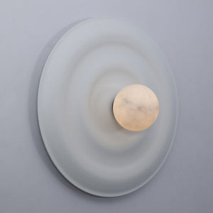 JS-GL-3424-WH - White Metal & Onyx Marble Wall Light