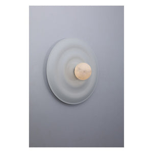 JS-GL-3424-WH - White Metal & Onyx Marble Wall Light