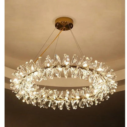 JS-GL-3471D - Antique Brass Metal & Crystals Modern Chandelier
