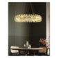 JS-GL-3471D - Antique Brass Metal & Crystals Modern Chandelier