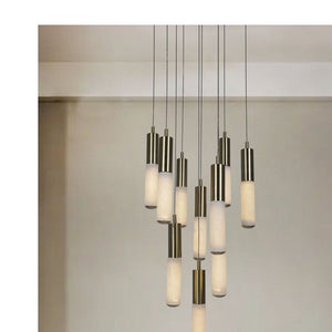 JS-GL-350-10 - Antique Brass Metal & Onyx Marble Marbel Chandelier