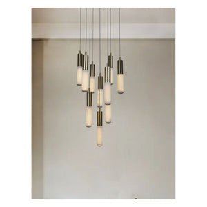 JS-GL-350-10 - Antique Brass Metal & Onyx Marble Marbel Chandelier