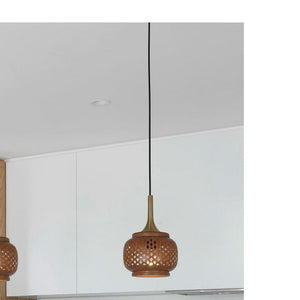 JS-GL-35143-1 - Antique Brass & Brown Metal Hanging Light