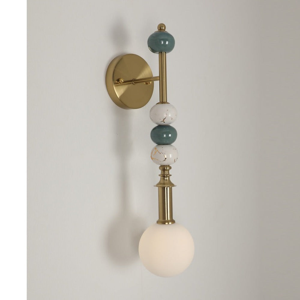 JS-GL-3520-1 - Antique Brass Metal & Glass Marble Wall Light