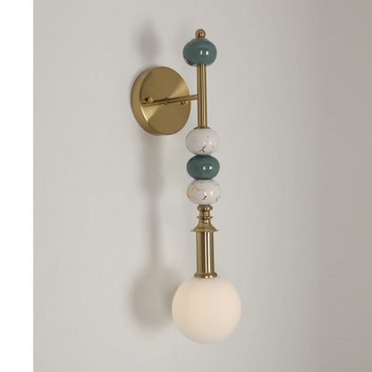 JS-GL-3520-1 - Antique Brass Metal & Glass Marble Wall Light